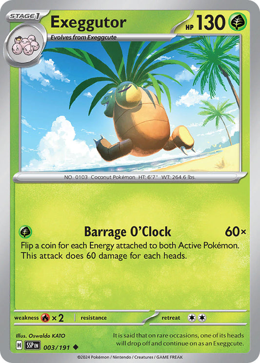 (003/191) Pokemon TCG Surging Sparks Single: Exeggutor  Reverse Holo Uncommon