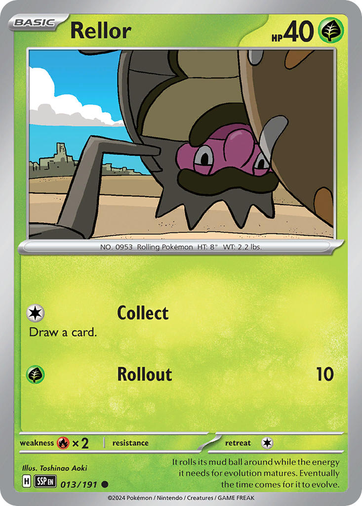 (013/191) Pokemon TCG Surging Sparks Single: Rellor  Reverse Holo Common