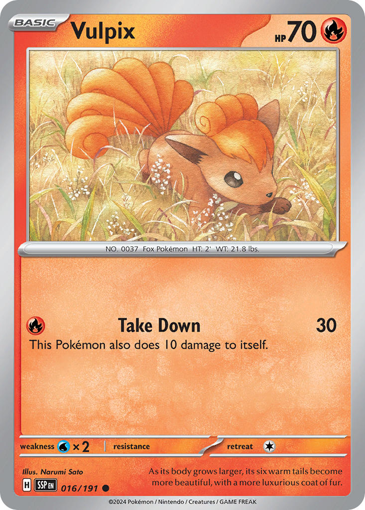 (016/191) Pokemon TCG Surging Sparks Single: Vulpix  Reverse Holo Common