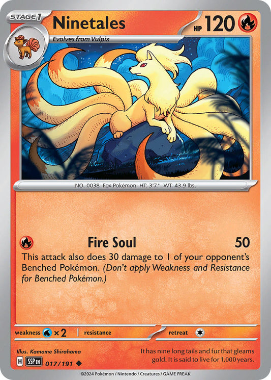 (017/191) Pokemon TCG Surging Sparks Single: Ninetales  Reverse Holo Uncommon