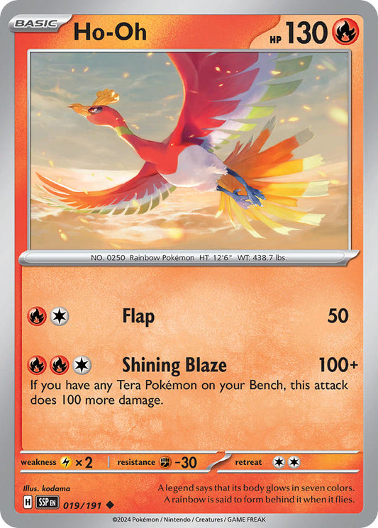 (019/191) Pokemon TCG Surging Sparks Single: Ho-Oh  Reverse Holo Uncommon