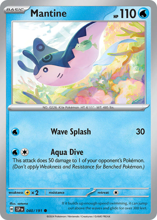 (040/191) Pokemon TCG Surging Sparks Single: Mantine  Reverse Holo Common
