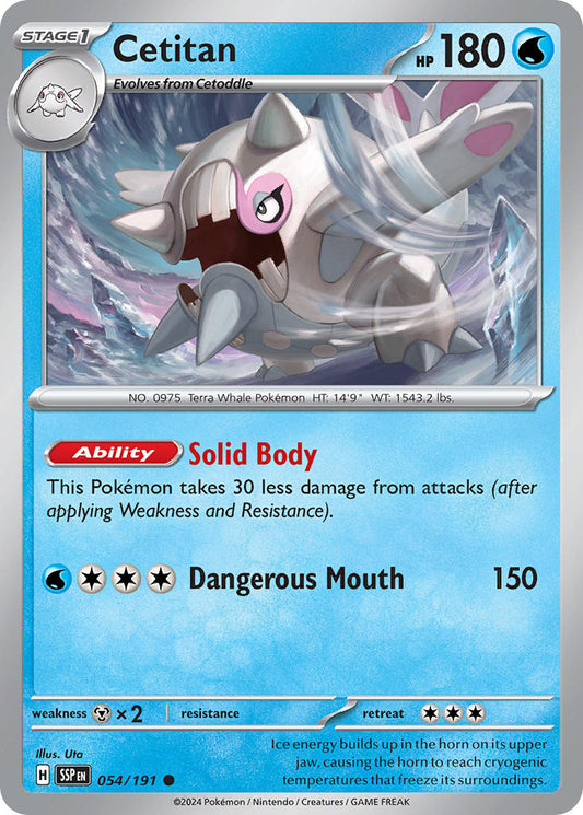 (054/191) Pokemon TCG Surging Sparks Single: Cetitan  Reverse Holo Common