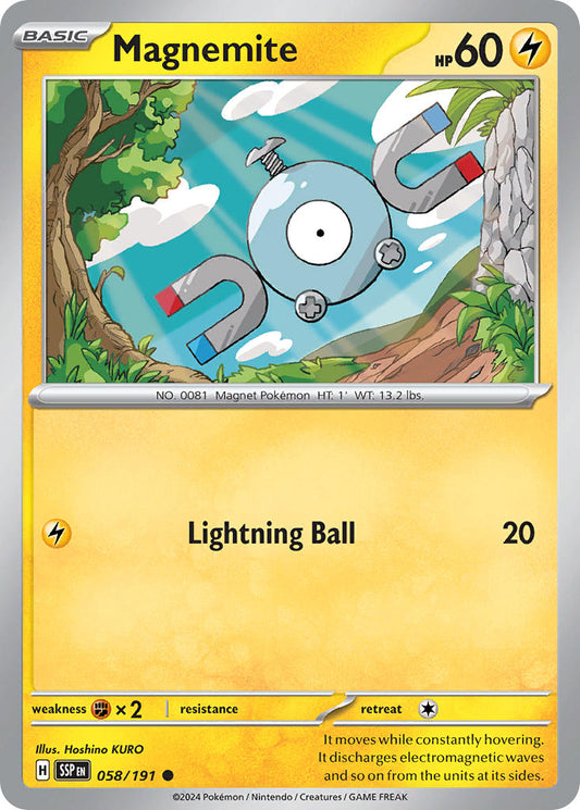 (058/191) Pokemon TCG Surging Sparks Single: Magnemite  Reverse Holo Common
