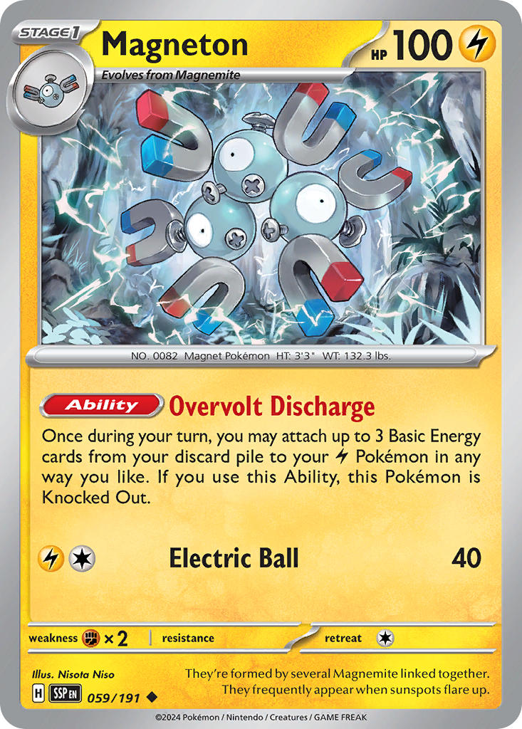 (059/191) Pokemon TCG Surging Sparks Single: Magneton  Reverse Holo Uncommon