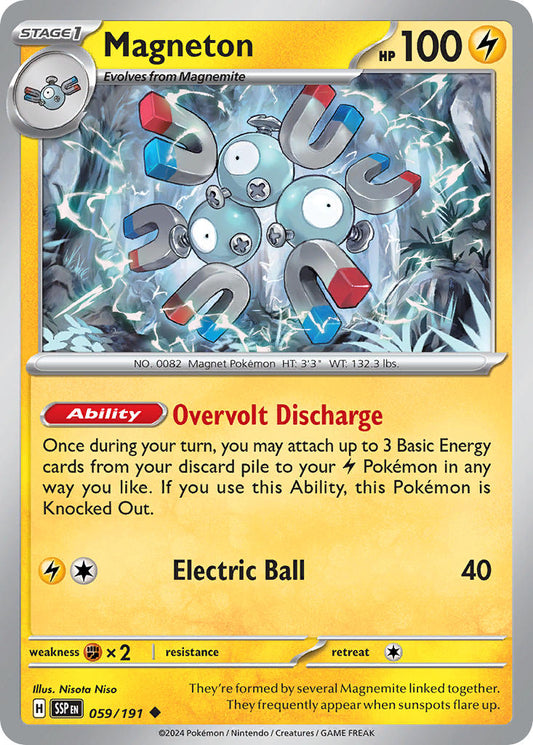 (059/191) Pokemon TCG Surging Sparks Single: Magneton  Reverse Holo Uncommon