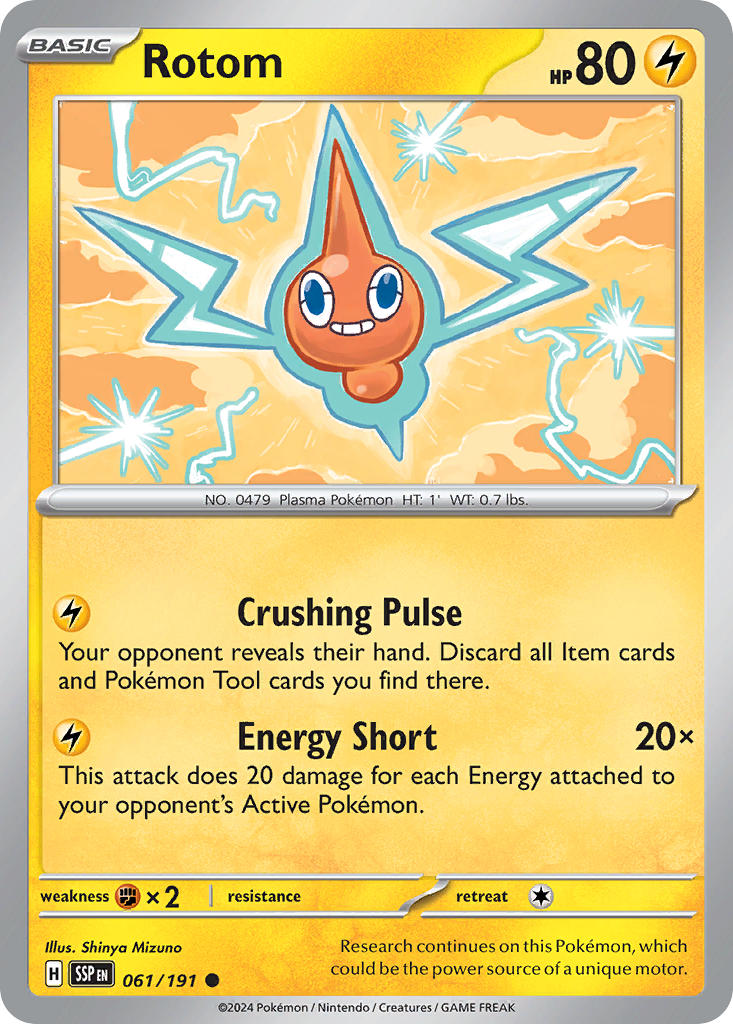 (061/191) Pokemon TCG Surging Sparks Single: Rotom  Reverse Holo Common