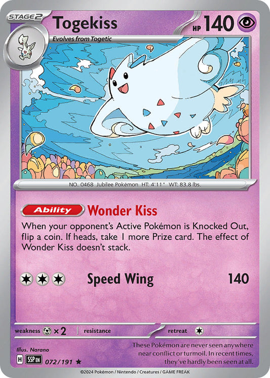 (072/191) Pokemon TCG Surging Sparks Single: Togekiss  Reverse Holo Rare