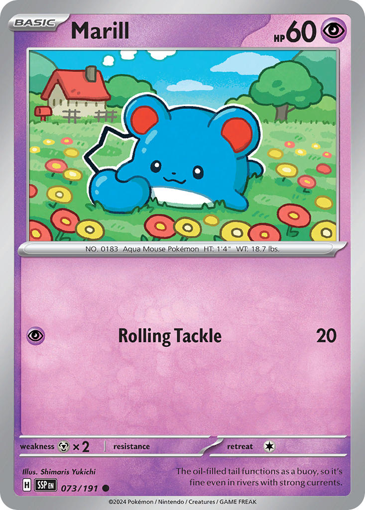 (073/191) Pokemon TCG Surging Sparks Single: Marill  Reverse Holo Common