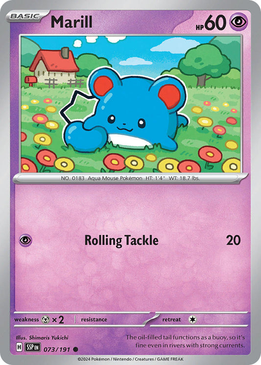 (073/191) Pokemon TCG Surging Sparks Single: Marill  Reverse Holo Common