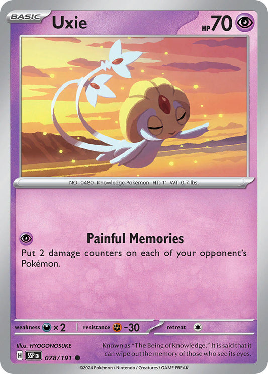 (078/191) Pokemon TCG Surging Sparks Single: Uxie  Reverse Holo Common