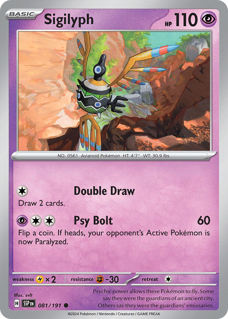 (081/191) Pokemon TCG Surging Sparks Single: Sigilyph  Reverse Holo Common