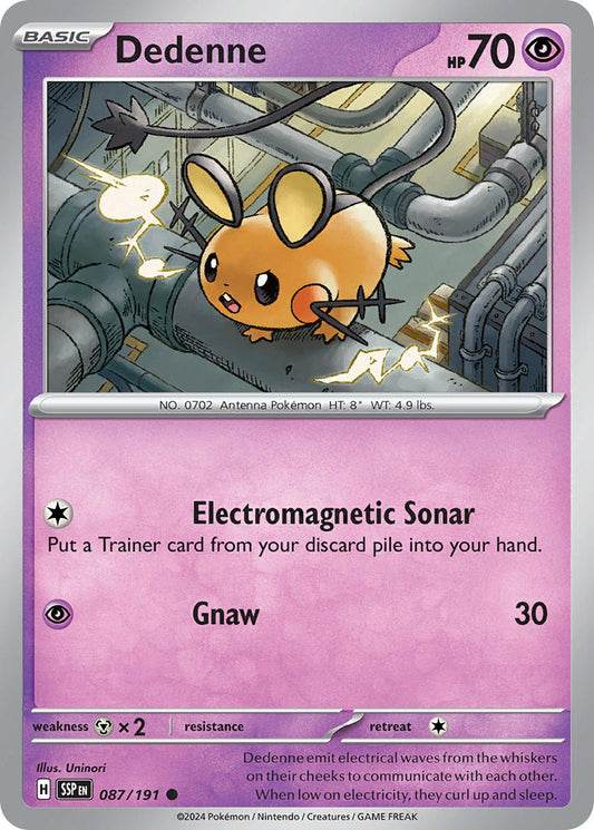 (087/191) Pokemon TCG Surging Sparks Single: Dedenne  Reverse Holo Common