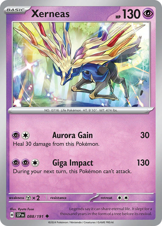 (088/191) Pokemon TCG Surging Sparks Single: Xerneas  Reverse Holo Uncommon