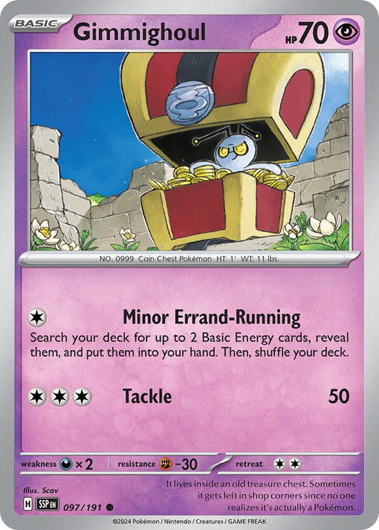 (097/191) Pokemon TCG Surging Sparks Single: Gimmighoul  Reverse Holo Common