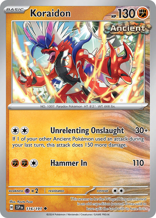 (116/191) Pokemon TCG Surging Sparks Single: Koraidon   Uncommon