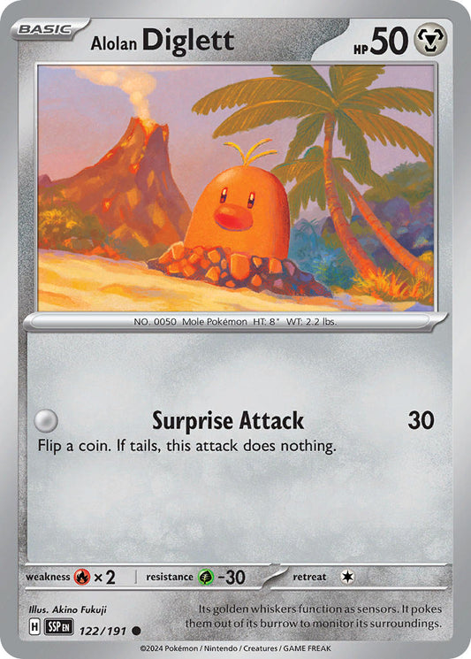(122/191) Pokemon TCG Surging Sparks Single: Alolan Diglett   Common
