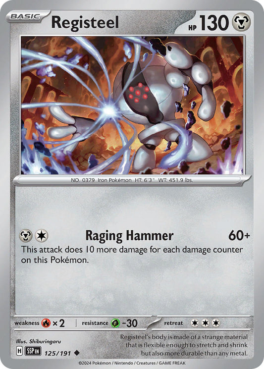 (125/191) Pokemon TCG Surging Sparks Single: Registeel  Reverse Holo Uncommon