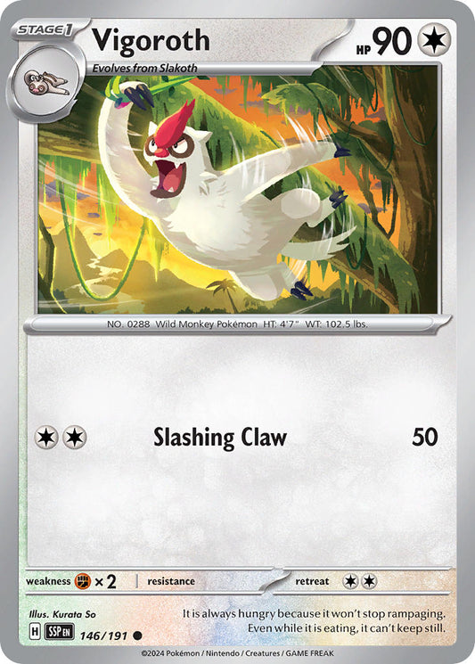 (146/191) Pokemon TCG Surging Sparks Single: Vigoroth  Reverse Holo Common