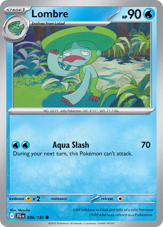 (036/159) Pokemon TCG Journey Together Single: Lombre  Reverse Holo Common