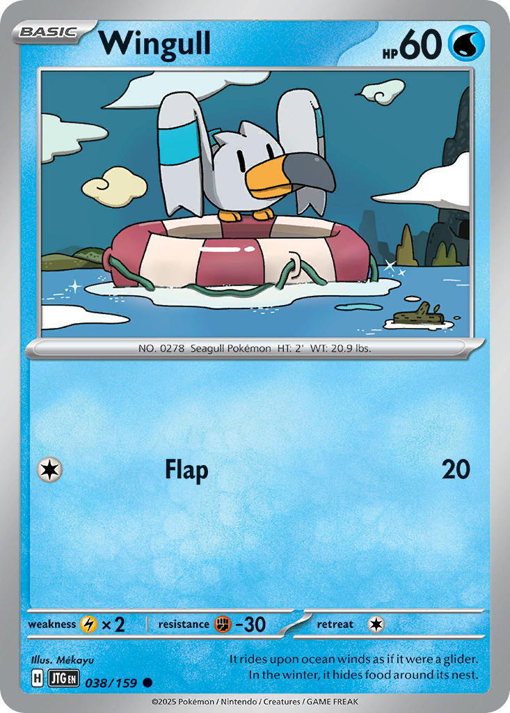 (038/159) Pokemon TCG Journey Together Single: Wingull  Reverse Holo Common