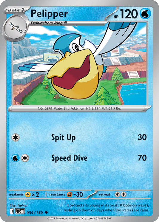 (039/159) Pokemon TCG Journey Together Single: Pelipper  Reverse Holo Uncommon