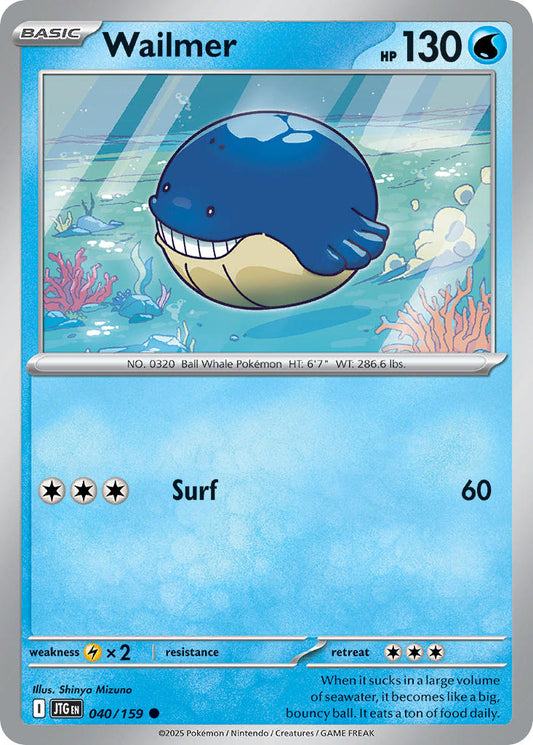 (040/159) Pokemon TCG Journey Together Single: Wailmer  Reverse Holo Common