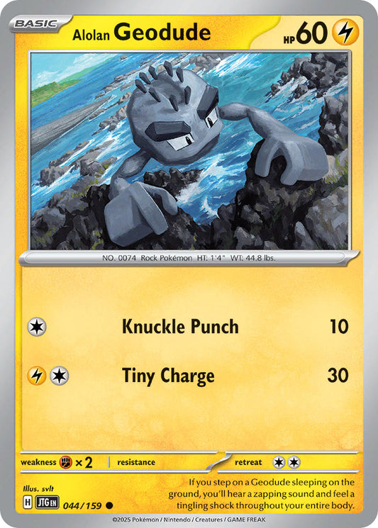 (044/159) Pokemon TCG Journey Together Single: Alolan Geodude  Reverse Holo Common