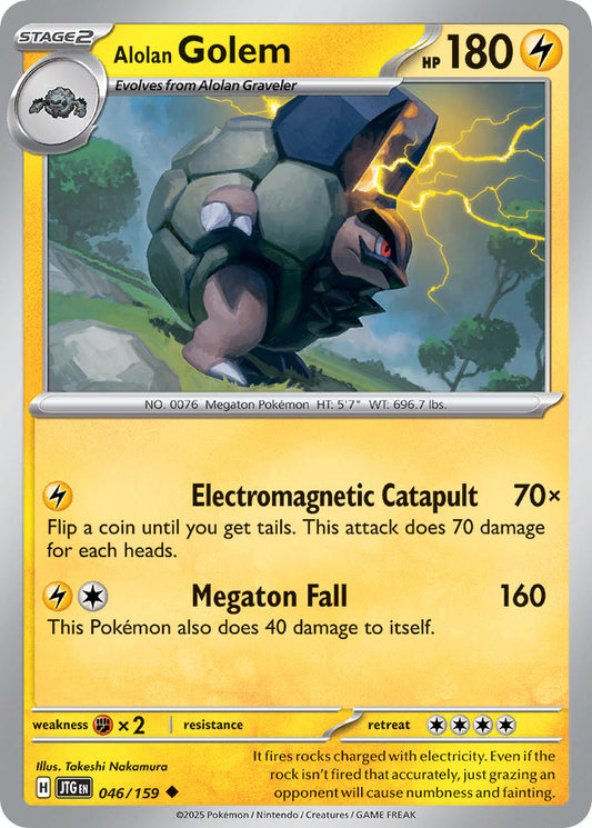 (046/159) Pokemon TCG Journey Together Single: Alolan Golem  Reverse Holo Uncommon