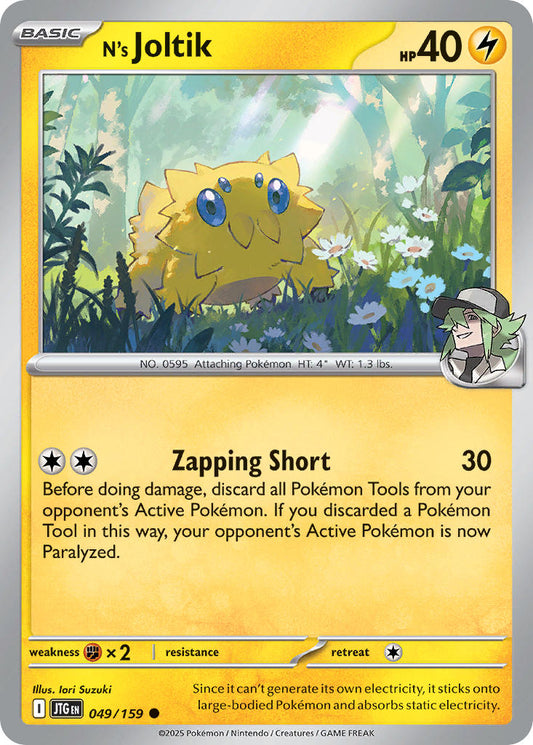 (049/159) Pokemon TCG Journey Together Single: N's Joltik  Reverse Holo Common