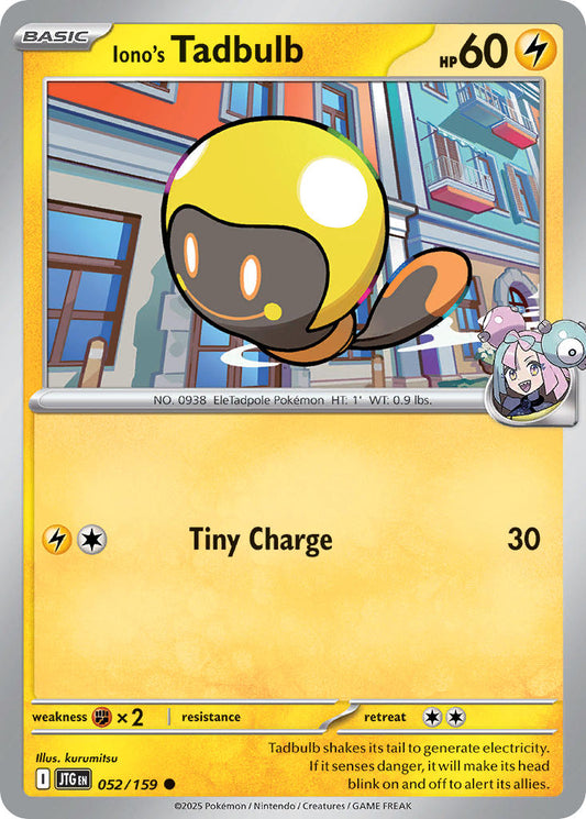 (052/159) Pokemon TCG Journey Together Single: Iono's Tadbulb  Reverse Holo Common
