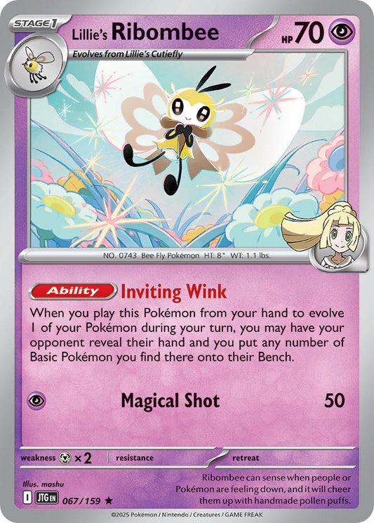 (067/159) Pokemon TCG Journey Together Single: Lillie's Ribombee  Reverse Holo Rare