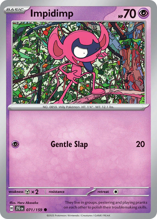 (071/159) Pokemon TCG Journey Together Single: Impidimp  Reverse Holo Common