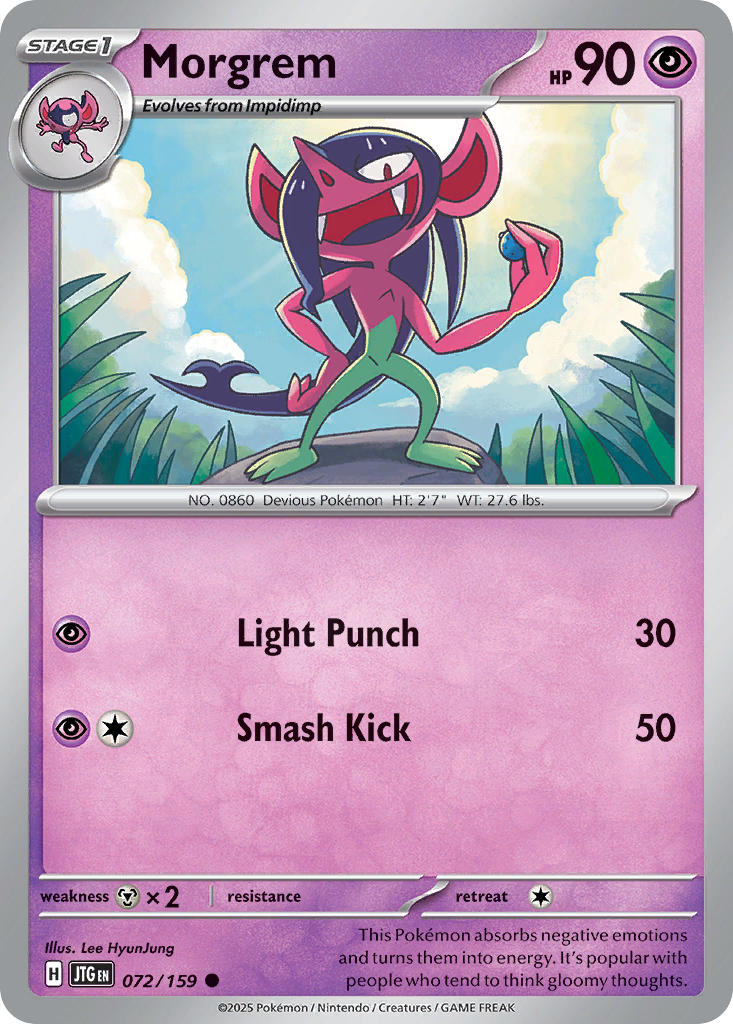 (072/159) Pokemon TCG Journey Together Single: Morgrem  Reverse Holo Common