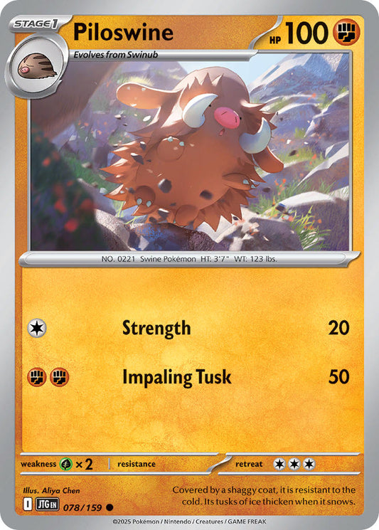 (078/159) Pokemon TCG Journey Together Single: Piloswine  Reverse Holo Common