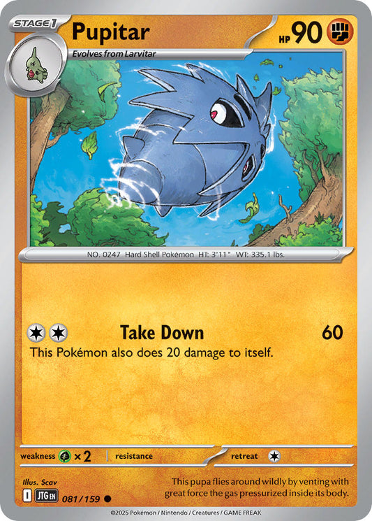 (081/159) Pokemon TCG Journey Together Single: Pupitar  Reverse Holo Common