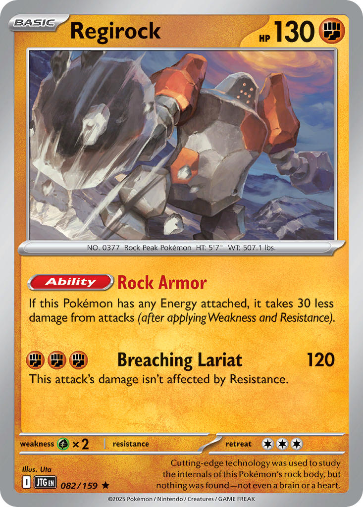 (082/159) Pokemon TCG Journey Together Single: Regirock  Reverse Holo Rare