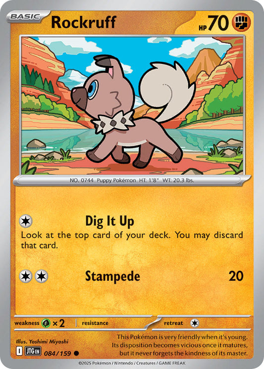 (084/159) Pokemon TCG Journey Together Single: Rockruff  Reverse Holo Common