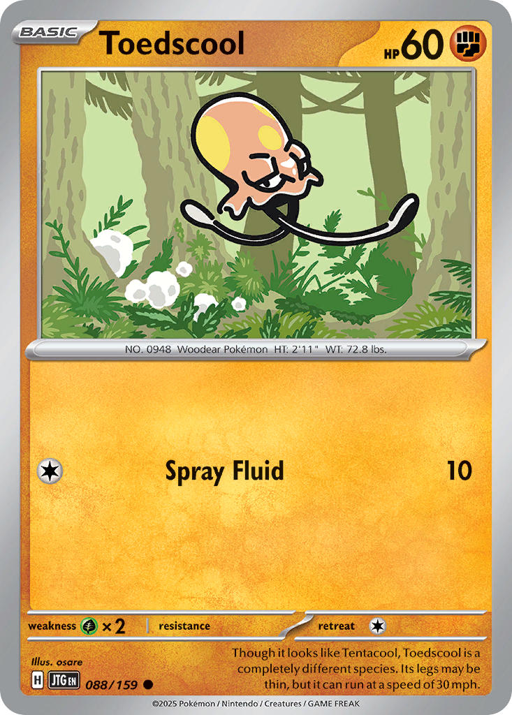 (088/159) Pokemon TCG Journey Together Single: Toedscool  Reverse Holo Common