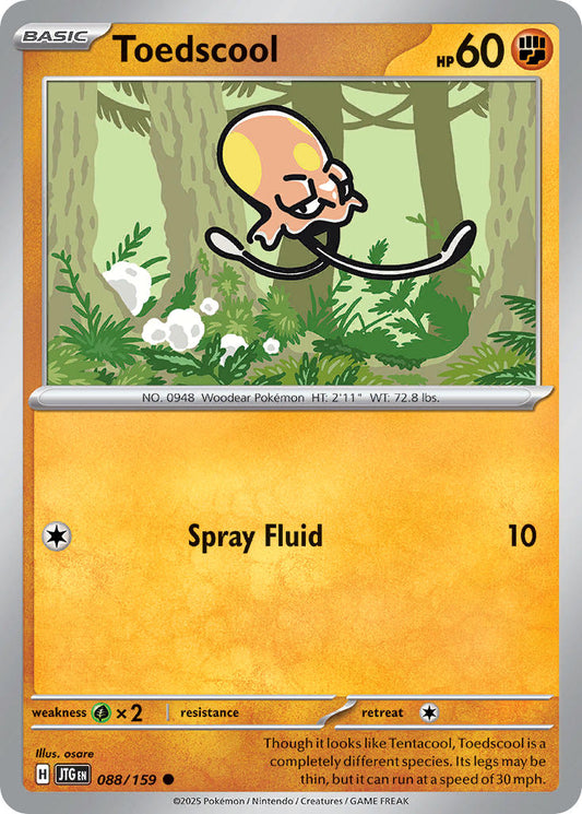 (088/159) Pokemon TCG Journey Together Single: Toedscool  Reverse Holo Common