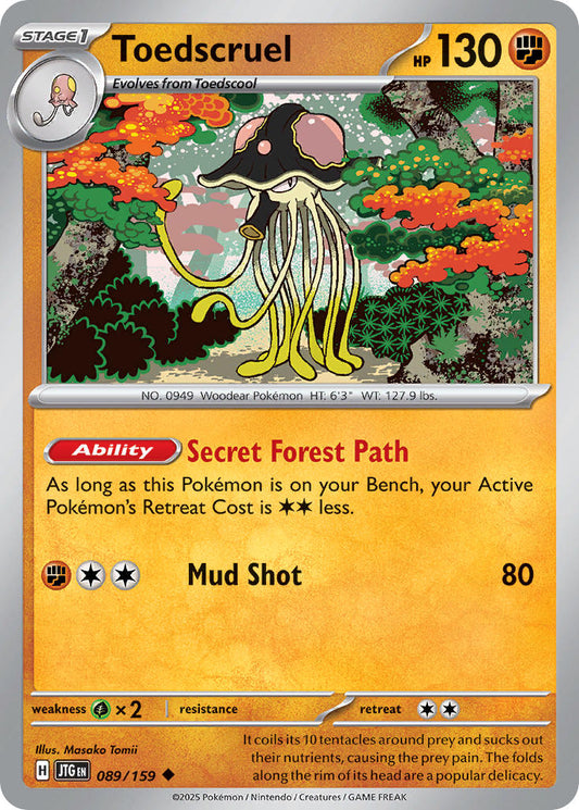 (089/159) Pokemon TCG Journey Together Single: Toedscruel  Reverse Holo Uncommon