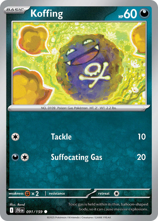 (091/159) Pokemon TCG Journey Together Single: Koffing  Reverse Holo Common