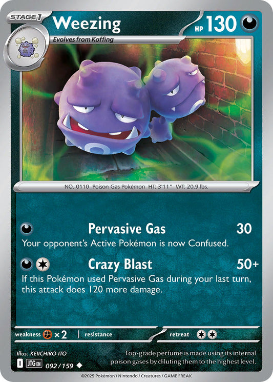 (092/159) Pokemon TCG Journey Together Single: Weezing  Reverse Holo Uncommon