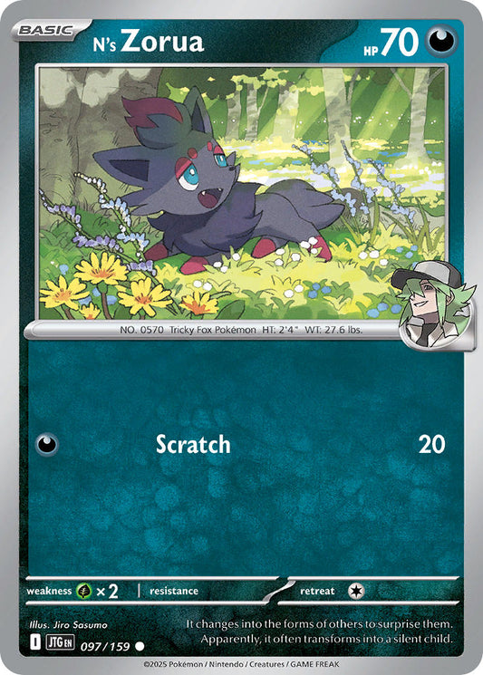 (097/159) Pokemon TCG Journey Together Single: N's Zorua  Reverse Holo Common