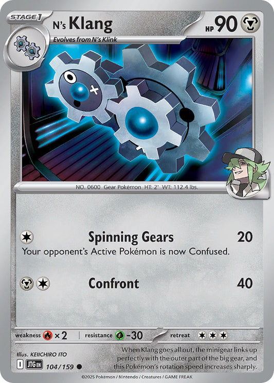 (104/159) Pokemon TCG Journey Together Single: N's Klang  Reverse Holo Common