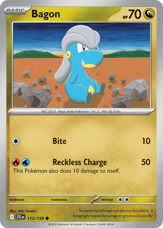 (112/159) Pokemon TCG Journey Together Single: Bagon  Reverse Holo Common