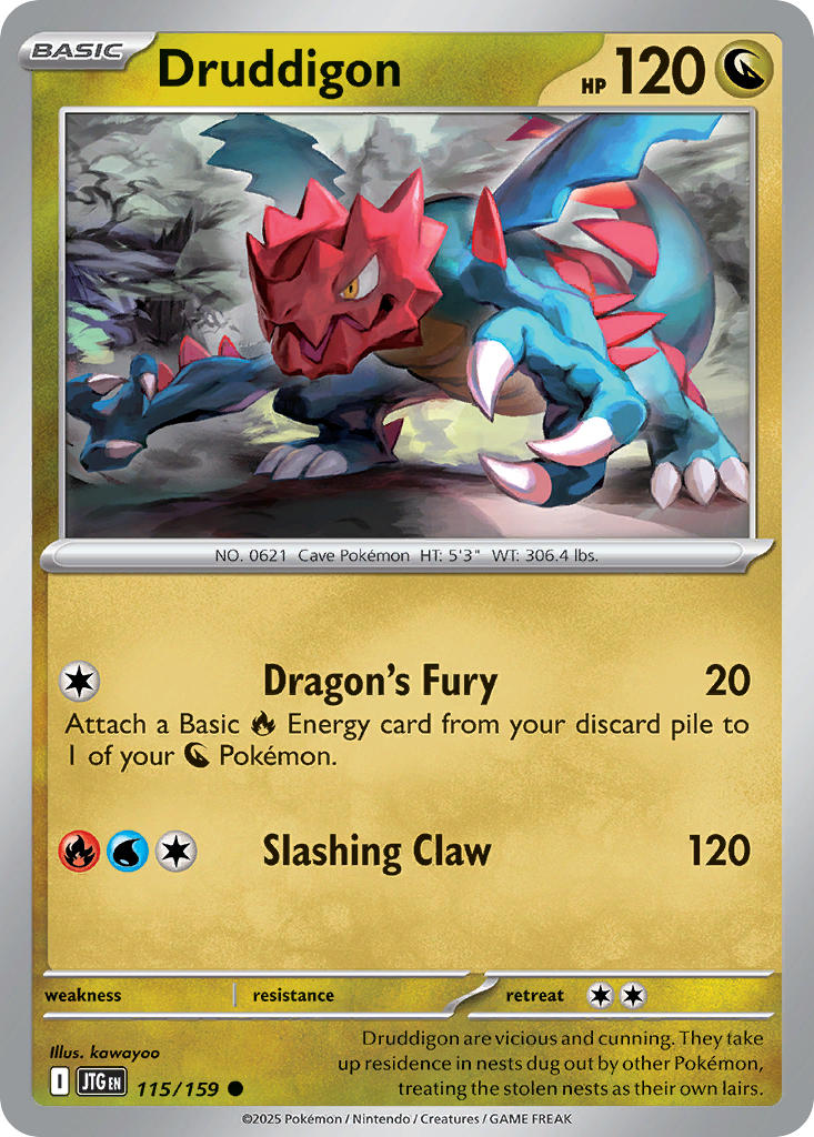 (115/159) Pokemon TCG Journey Together Single: Druddigon  Reverse Holo Common