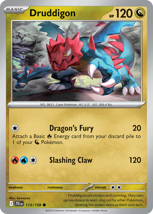 (115/159) Pokemon TCG Journey Together Single: Druddigon  Reverse Holo Common