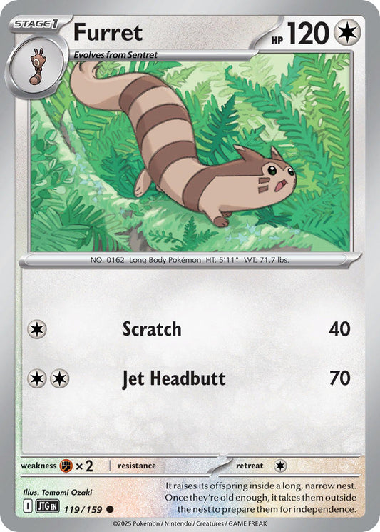 (119/159) Pokemon TCG Journey Together Single: Furret  Reverse Holo Common