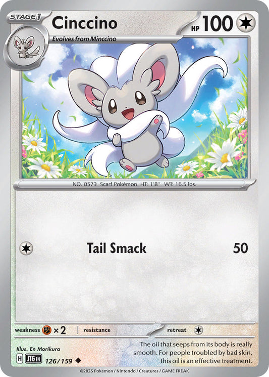 (126/159) Pokemon TCG Journey Together Single: Cinccino  Reverse Holo Uncommon